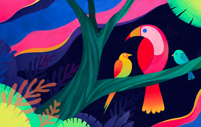 Just Hanging art bird birds digital illustration illustration art illustration digital nature plants