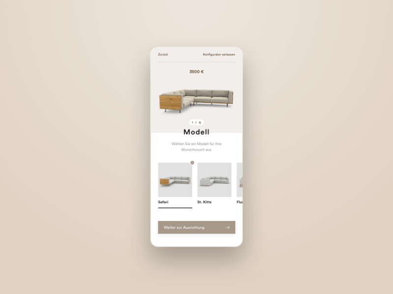 Example of couch configuration app - animated