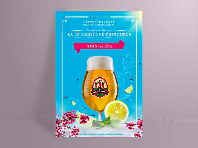Launch of a spring beer beer beer branding bill birds cherry blossom cherry tree glass launch lemon mint placard poster spring summer sun