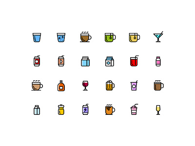 Set of drink icons for water tracker mobile app app icon icon icon design icon pack icon set iconography iconpack icons iconspack