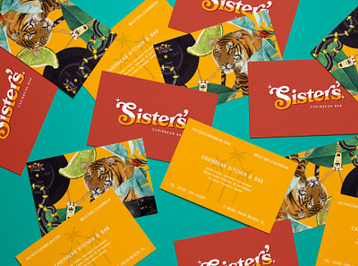 Sister's Caribbean Bar — Business Cards bar business cards caribbean collage logo restaurant retro