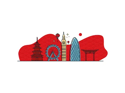Adventure China London illustration branding china chinaart chinatown colors design illustration logo logo lemon sticker typography vector