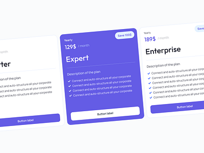 Pricing cards UI design plans prices princing tariffs ui