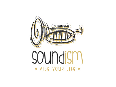 Trumpet logo concept artistic branding instrument line art logo logo design music sketchy sound trumpet