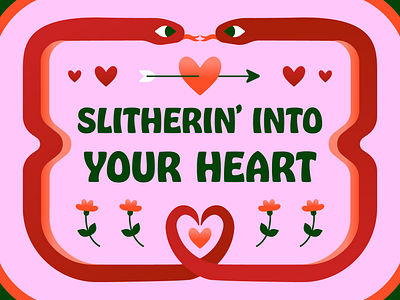 Slitherin' into your heart design digital illustration happy valentines day heart illustration illustrator love romantic snake valentines valentines day valentines illustration valetine vector vector illustration