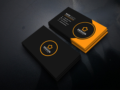 Black and orange colors business card design graphic design vector