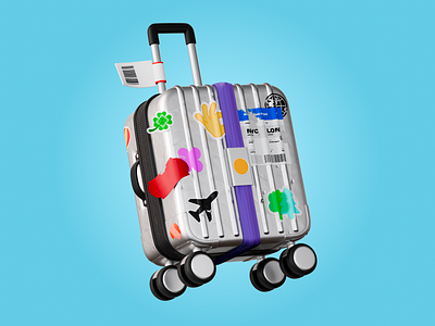 3D suitcase details 3d 3d art 3d illustration artwork blue colorful cute details digital illustration graphic design illustration sticker texture travel ui illustration user interface visual design