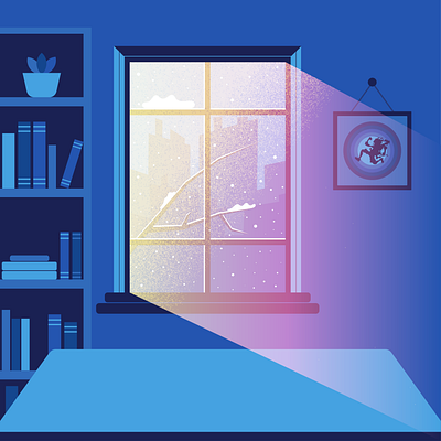 Winter Window inspires from https://dribbble.com/ElenaBaryshkina ai flatillustration roomlight snow winter