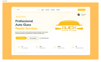 Auto Glass Landing Page autoglass branding car designing ui uiux web website