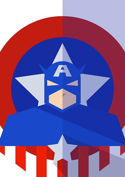 Captain America ai avenger flat illustration marvel superhero