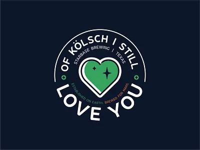 Of Kölsch I Still Love You badge branding brewing craft beer design font graphic design green heart icon icon set illustration lineart logo love love you mars space typo vector