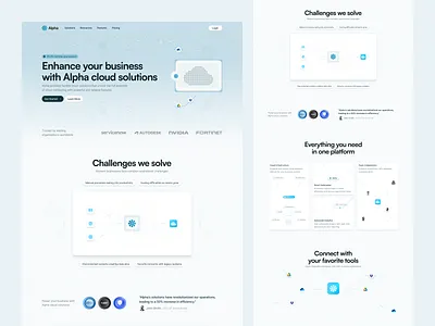 Alpha - Landing Page analytics cloud cloud solution data illustration integration interaction landing page marketing morva morva labs product design saas saas lading page techno ui user interface visual web design