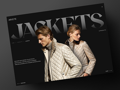E-commerce product list page alternatives exploration dark dark mode product design dark mode product list page design elegant jacket product list landing page landing page design minimal minimalism product list product list page product section ui uiux uiuxdesigner ux website