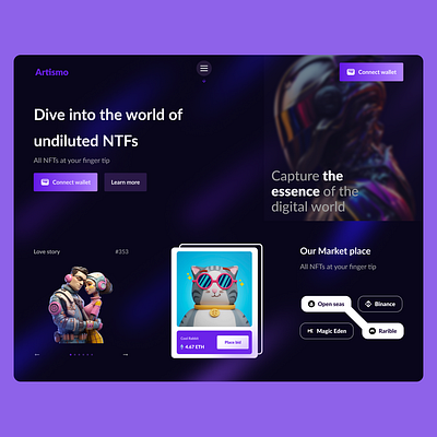 Artismo - NFT market place branding design graphic design typography ui ux