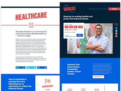 Vargas for Legislature america brand campaign candidate donate healthcare icons run for office website