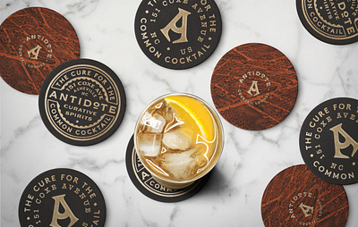 Antidote Coasters bar brand coaster illustration logo seal