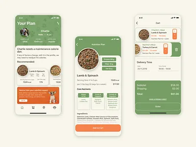 Pet Food Delivery App delivery app mobile app nutrition pet food uiux
