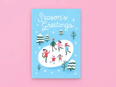 Season's Greetings Ice Skating card christmas card festive gouache greeting card holidays ice skating illustration limited palette stationery design winter