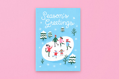 Season's Greetings Ice Skating card christmas card festive gouache greeting card holidays ice skating illustration limited palette stationery design winter