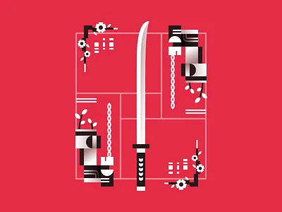 Katana 2d abstract design illustration japanese katana lines minimal poster sword