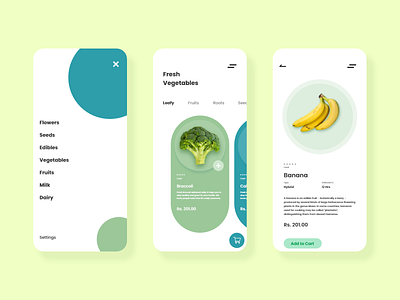 DailyUI #001 : Grocery delivery App UI adobe xd bangalore circular design bangalore designer food grocery illustration inspiration minimal trending ui uidesign uiux