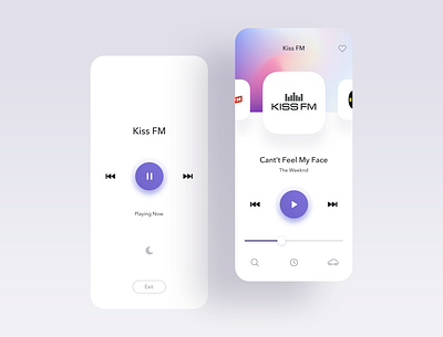 Radio Player app clean interface layout minimal mobile navigation player radio typography ui ui design ux web