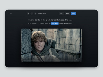 WIP – Transcript Editor UI interface lord of the rings player transcript transcription ui video web design