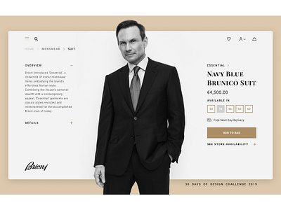 DAY #04 / Brioni Product Page 30daysofdesign brioni clean clothes daily ui e commerce expensive fashion figma minimalism product page shop store web