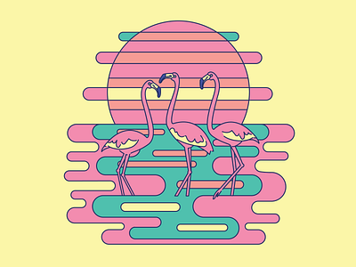 Psychedelic Flamingos art color design flamingo illustration line illustration lineart logo logodesign pink psychedelic tropical vector water