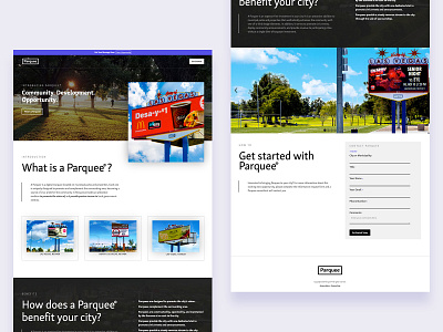 Parquee billboards brand branding design logo typography ui ux web design website