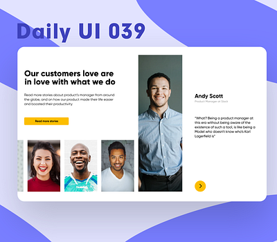 Daily UI 039 - Testimonials daily 100 challenge daily ui dailyui testimonial testimonials ui uiux ux website