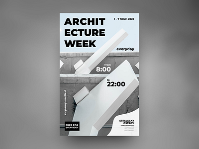 Poster for ARCHITECTURE WEEK in Prague branding design flat illustration typography vector