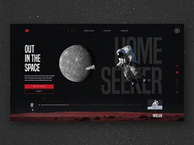 Home Seeker artdirection astronaut dark design exercise graphic landingpage planet space ui webdesign