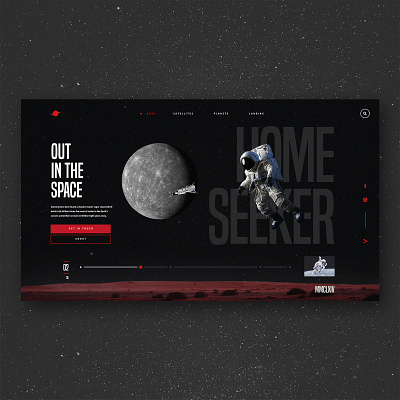 Home Seeker artdirection astronaut dark design exercise graphic landingpage planet space ui webdesign