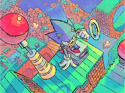 Green Hill illustration sonic the hedgehog
