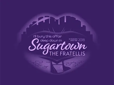 Sugartown affair album album art cityscape lewd lips lipstick mood mouth music music art romance seduction seductive shirt design song sugar suggestive the fratellis window