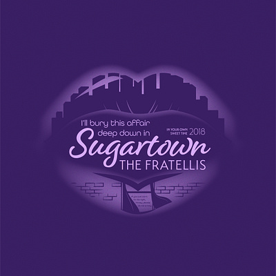 Sugartown affair album album art cityscape lewd lips lipstick mood mouth music music art romance seduction seductive shirt design song sugar suggestive the fratellis window