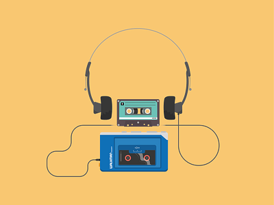 80's vibes concept icon illustration illustrator music music art music icon orange sound tape tapes vector vintage walkman