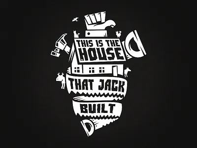 This Is the House That Jack Built animals bw folk folklore house illustration monochrome vector