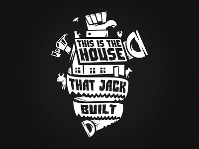 This Is the House That Jack Built animals bw folk folklore house illustration monochrome vector