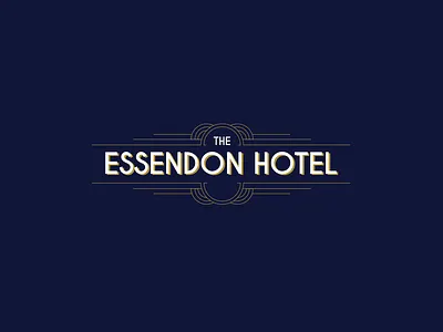 Essendon Hotel Logo art deco bold curves fine frills gold line logo logodesign logotype pub
