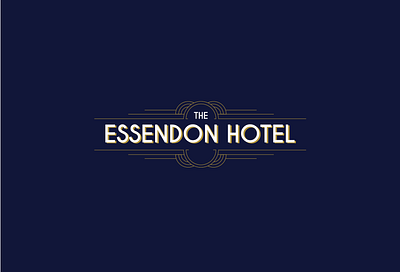 Essendon Hotel Logo art deco bold curves fine frills gold line logo logodesign logotype pub