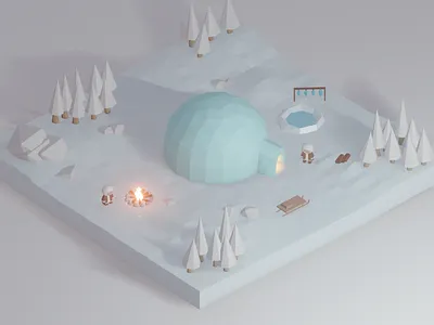 Would you live there? blender blender3d blender3dart character characterdesign cute design enviroment glacier ice igloo illustration isometric low poly low polygon lowpoly lowpolyart polar winter