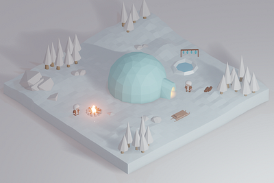 Would you live there? blender blender3d blender3dart character characterdesign cute design enviroment glacier ice igloo illustration isometric low poly low polygon lowpoly lowpolyart polar winter