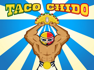 Taco Chido Wall Mural branding design graffiti illustration logo luchador miami streetart wynwood