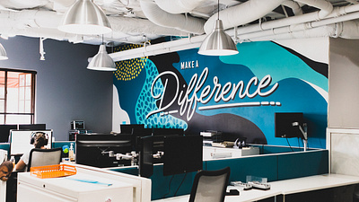 Value Mural: Make a Difference mural mural design office art office design office mural paint typography