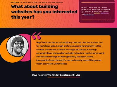 2019 End-of-Year Series on CSS-Tricks blockquote css tricks orange pink
