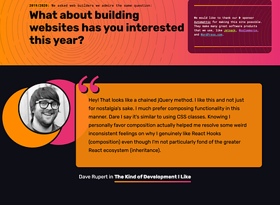 2019 End-of-Year Series on CSS-Tricks blockquote css tricks orange pink