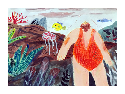 Fat girl's diary-swimming branding character design hand painted illustration product design typography
