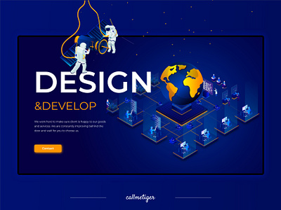 Isometric landing page adobe xd blue isometry web design